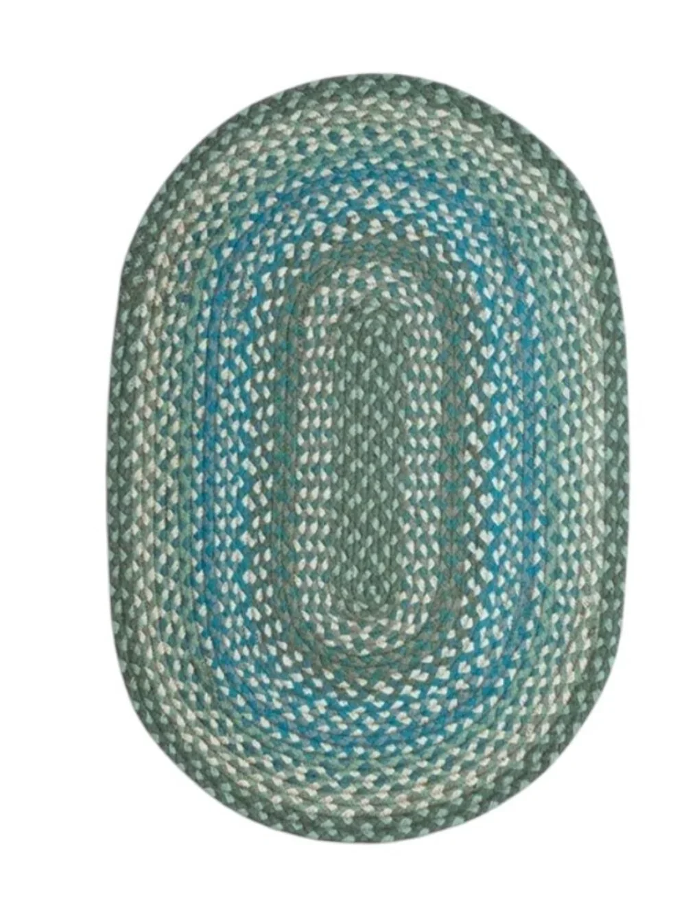 Sage, Blue, Ivory Oval Braided Rug 20 x 30
